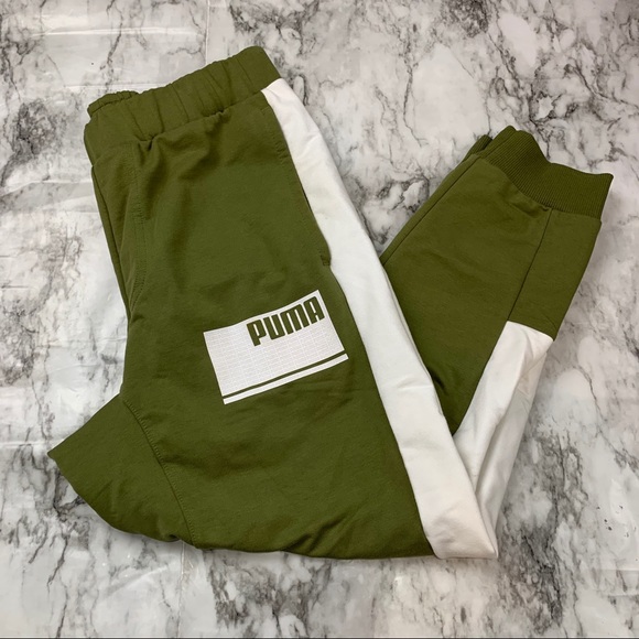 Puma Pants - PUMA Logo Front Green Sweatpants Joggers Pants